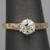 Late Art Deco Old European Cut Diamond Low Profile Engagement Ring in 14k Yellow Gold