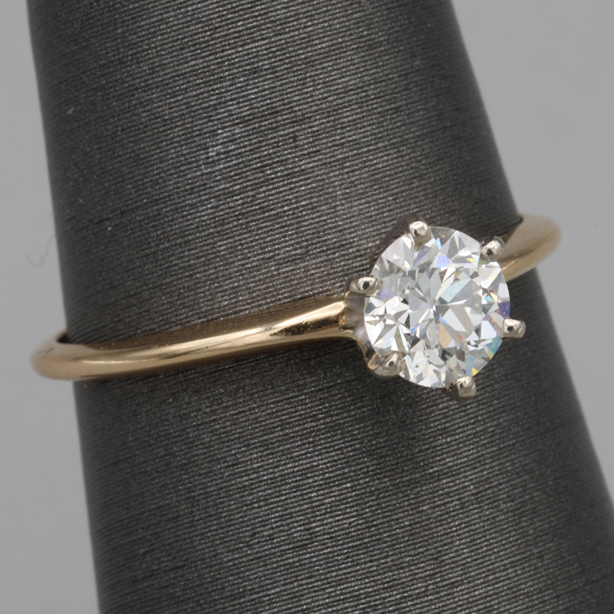 Classic Old European Cut Diamond Solitaire Engagement Ring in 14k Yellow Gold