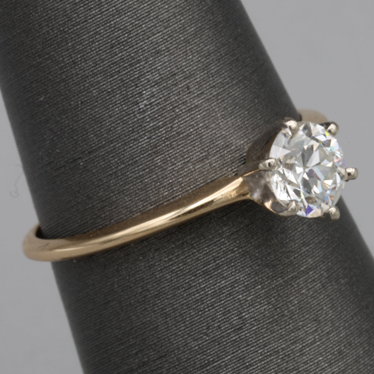 Classic Old European Cut Diamond Solitaire Engagement Ring in 14k Yellow Gold