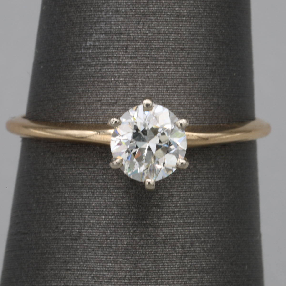 Classic Old European Cut Diamond Solitaire Engagement Ring in 14k Yellow Gold