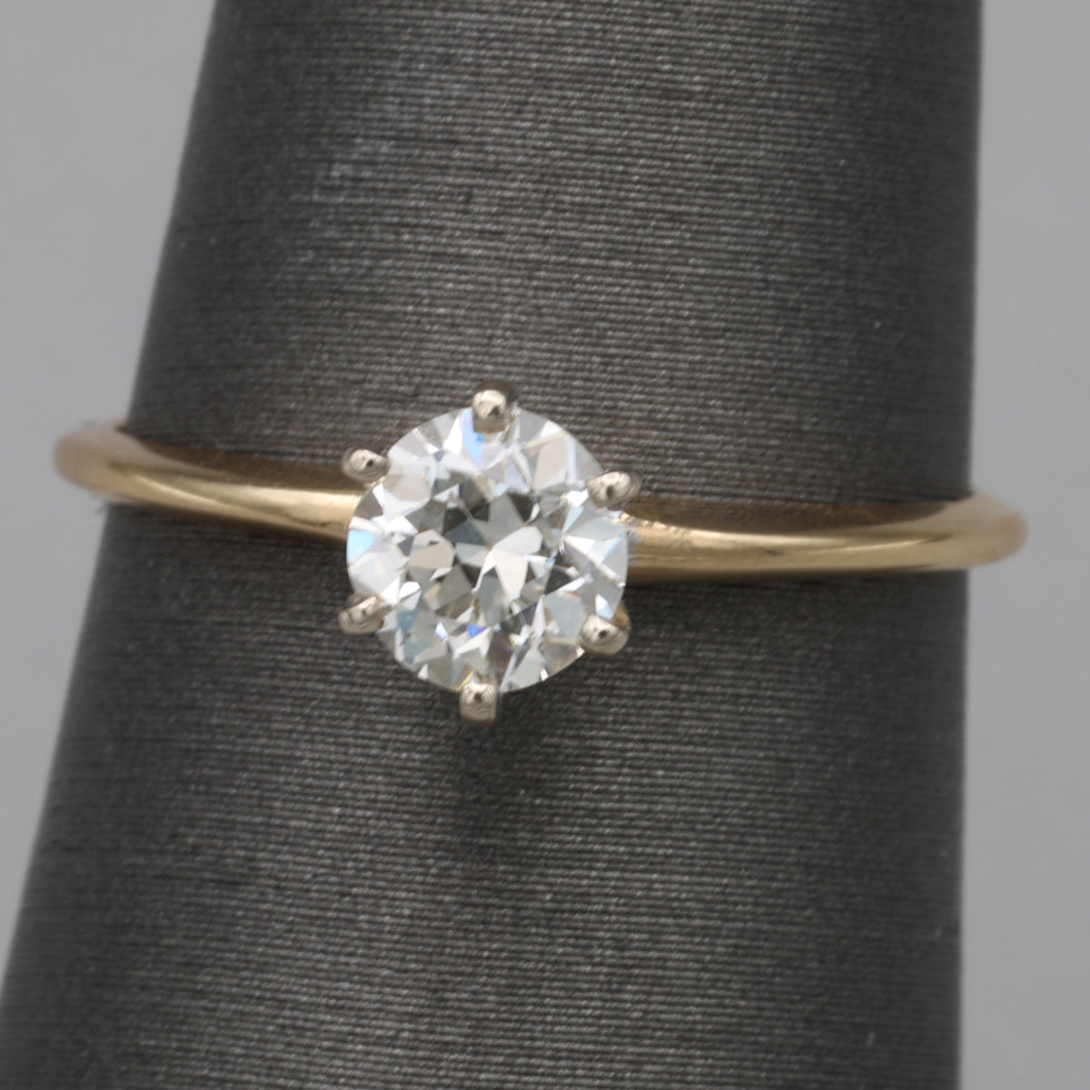 Classic Old European Cut Diamond Solitaire Engagement Ring in 14k Yellow Gold
