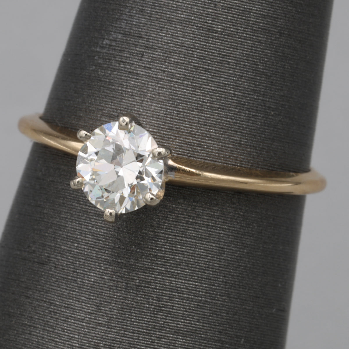 Classic Old European Cut Diamond Solitaire Engagement Ring in 14k Yellow Gold