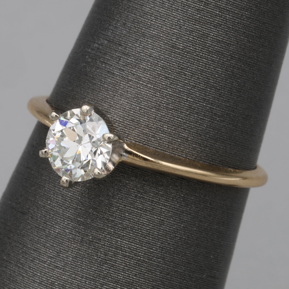 Classic Old European Cut Diamond Solitaire Engagement Ring in 14k Yellow Gold