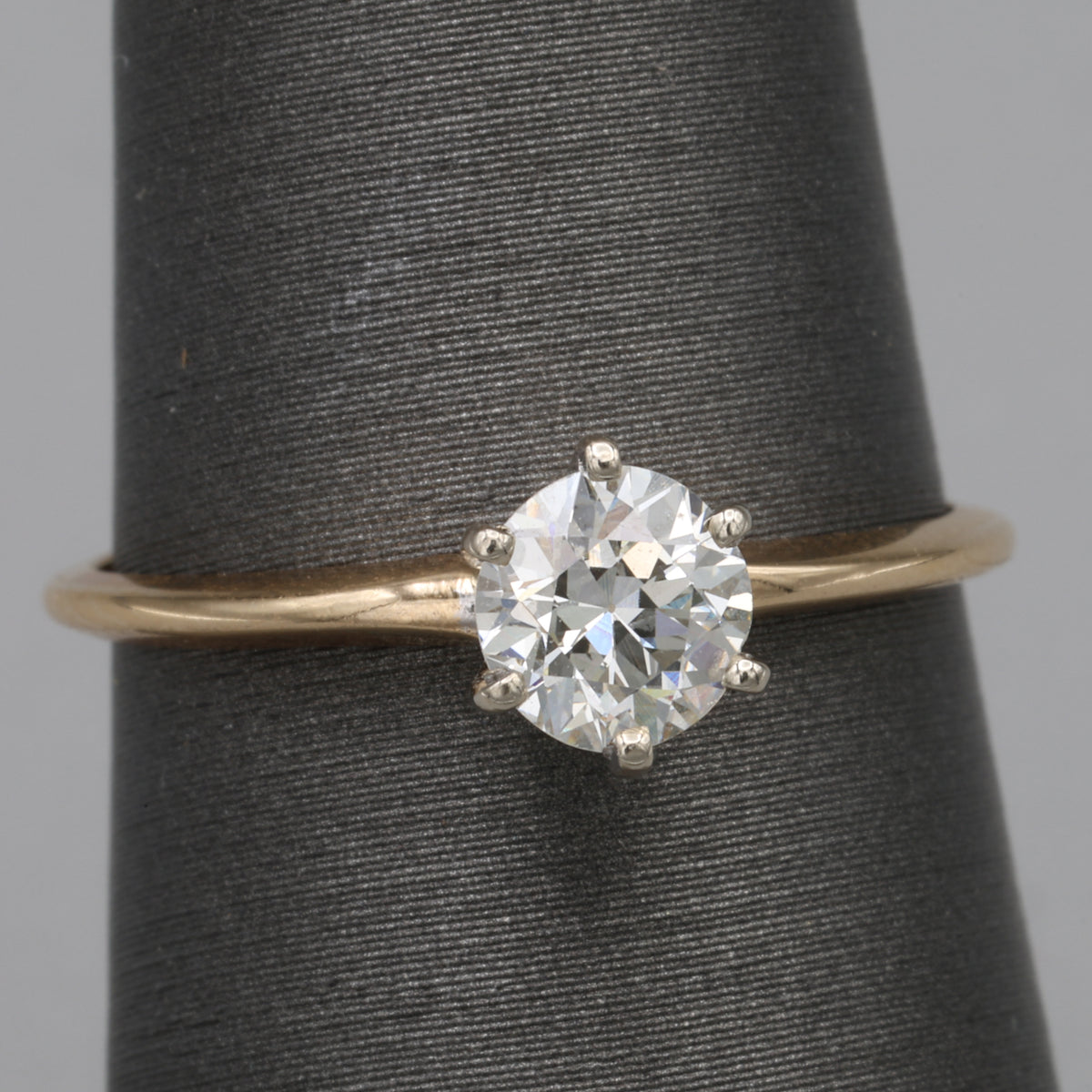 Classic Old European Cut Diamond Solitaire Engagement Ring in 14k Yellow Gold