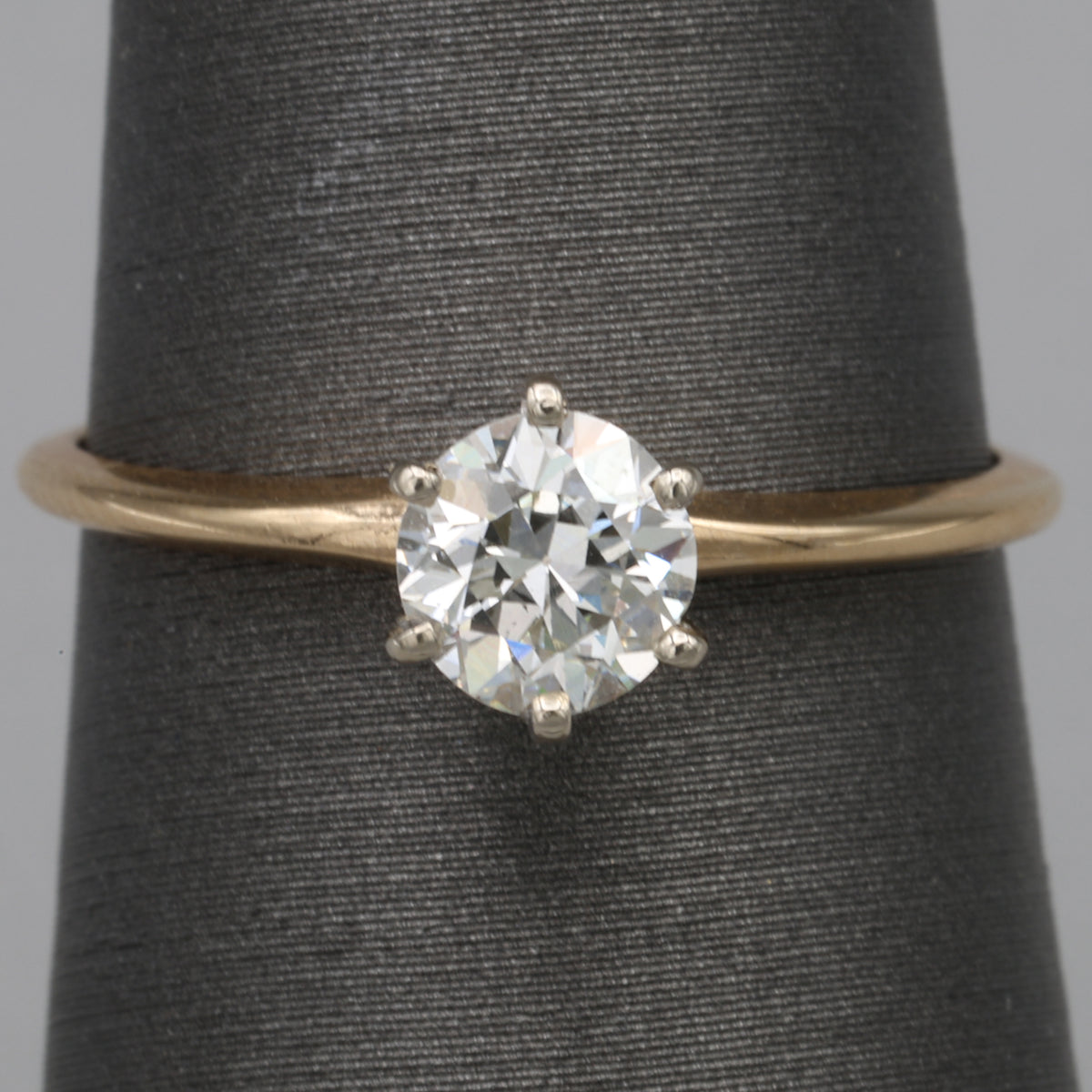 Classic Old European Cut Diamond Solitaire Engagement Ring in 14k Yellow Gold