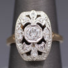 Vintage Diamond Cluster Plaque Ring in 14k White and Yellow Gold