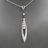 Mid-Century Modern Diamond Elongated Teardrop Pendant Necklace in 14k White Gold