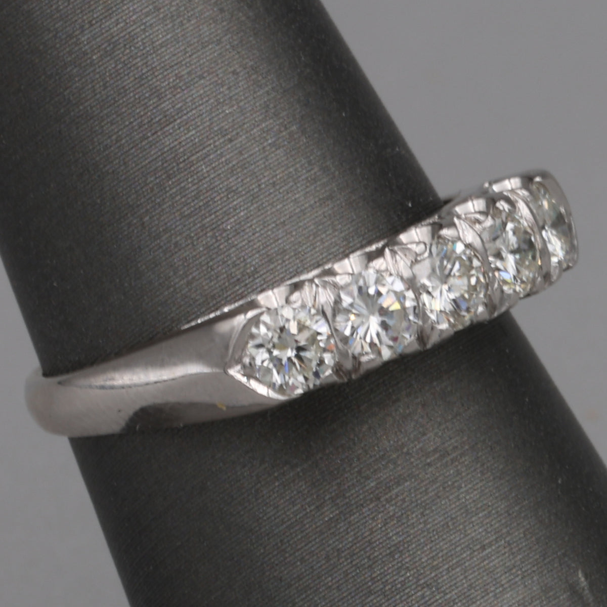 Vintage Five Stone Diamond Band Ring in 14k White Gold