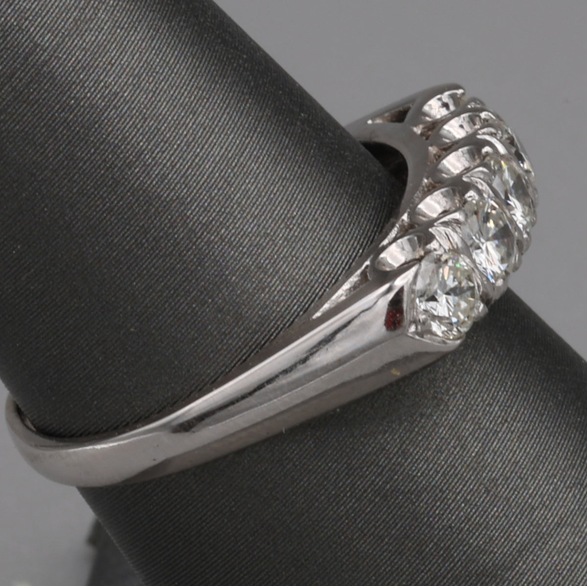 Vintage Five Stone Diamond Band Ring in 14k White Gold