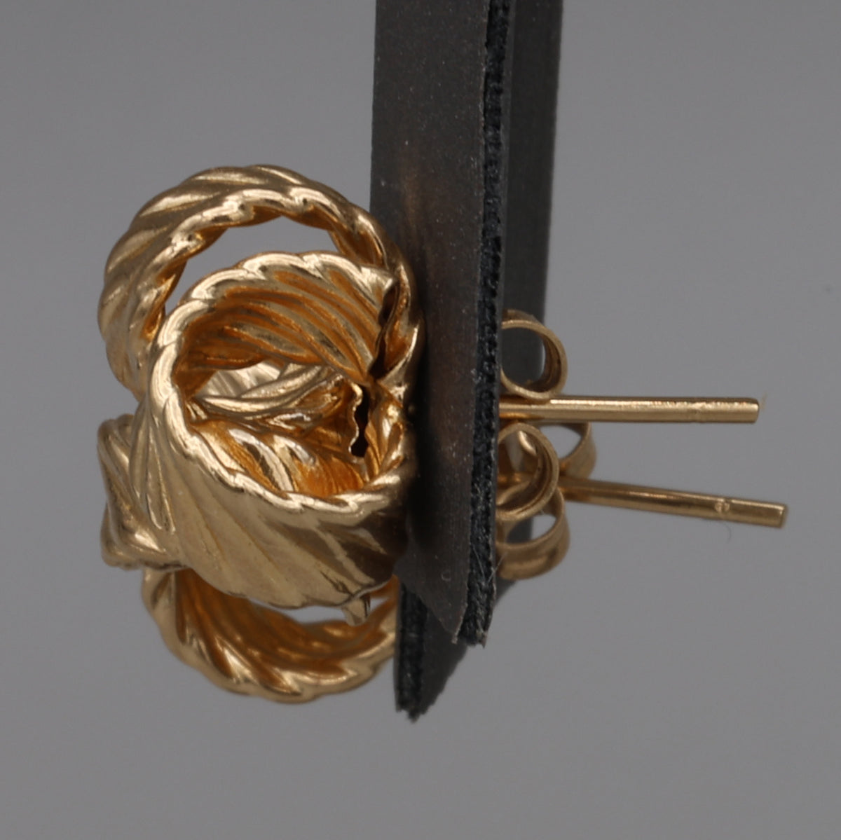 Textured Large Love Knot Earrings in 14k Yellow Gold