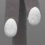 Diamond Pave' Stud Earrings with Omega Back Clasps in 18k White Gold