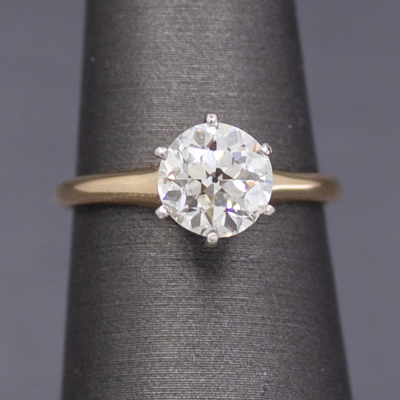 Antique GIA Certified 1.74ct Old European Cut Diamond Solitaire in 14k and Platinum