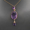 Antique Victorian Bezel Set and Briolette Cut Amethyst Statement Pendant in 14k Rosy Gold