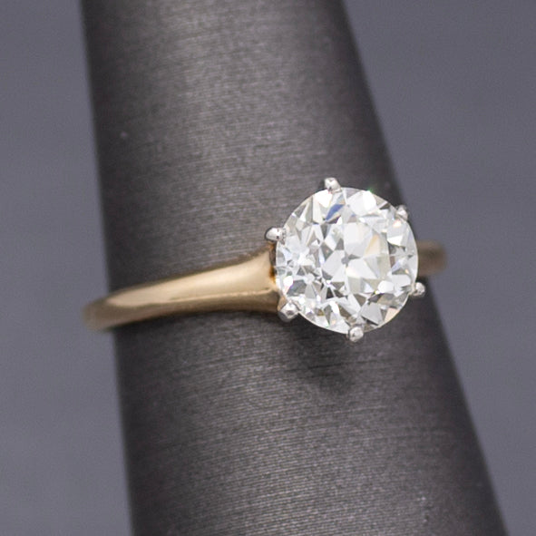 Antique GIA Certified 1.74ct Old European Cut Diamond Solitaire in 14k and Platinum