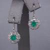 Art Deco Natural Emerald and Old Mine Cut Diamond Dangle Earrings in Platinum