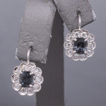 Stunning Silver Grey Spinel and Diamond Drop Earrings in 14k White Gold