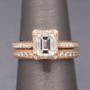 Vintage Tacori Emerald Cut Natural Diamond Engagement Ring in 18k Rose Gold with 14k Diamond Wedding Band