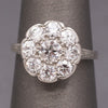 Art Deco Daisy Cluster Old European Cut Diamond Ring in Platinum