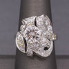 GIA Certified Mid-Century Diamond Cocktail Ring in Platinum
