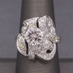 GIA Certified Mid-Century Diamond Cocktail Ring in Platinum