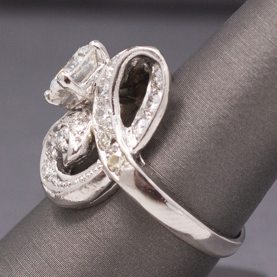 GIA Certified Mid-Century Diamond Cocktail Ring in Platinum