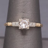 Petite Late Art Deco Old European Cut Diamond Two Tone Solitaire Ring in 14k