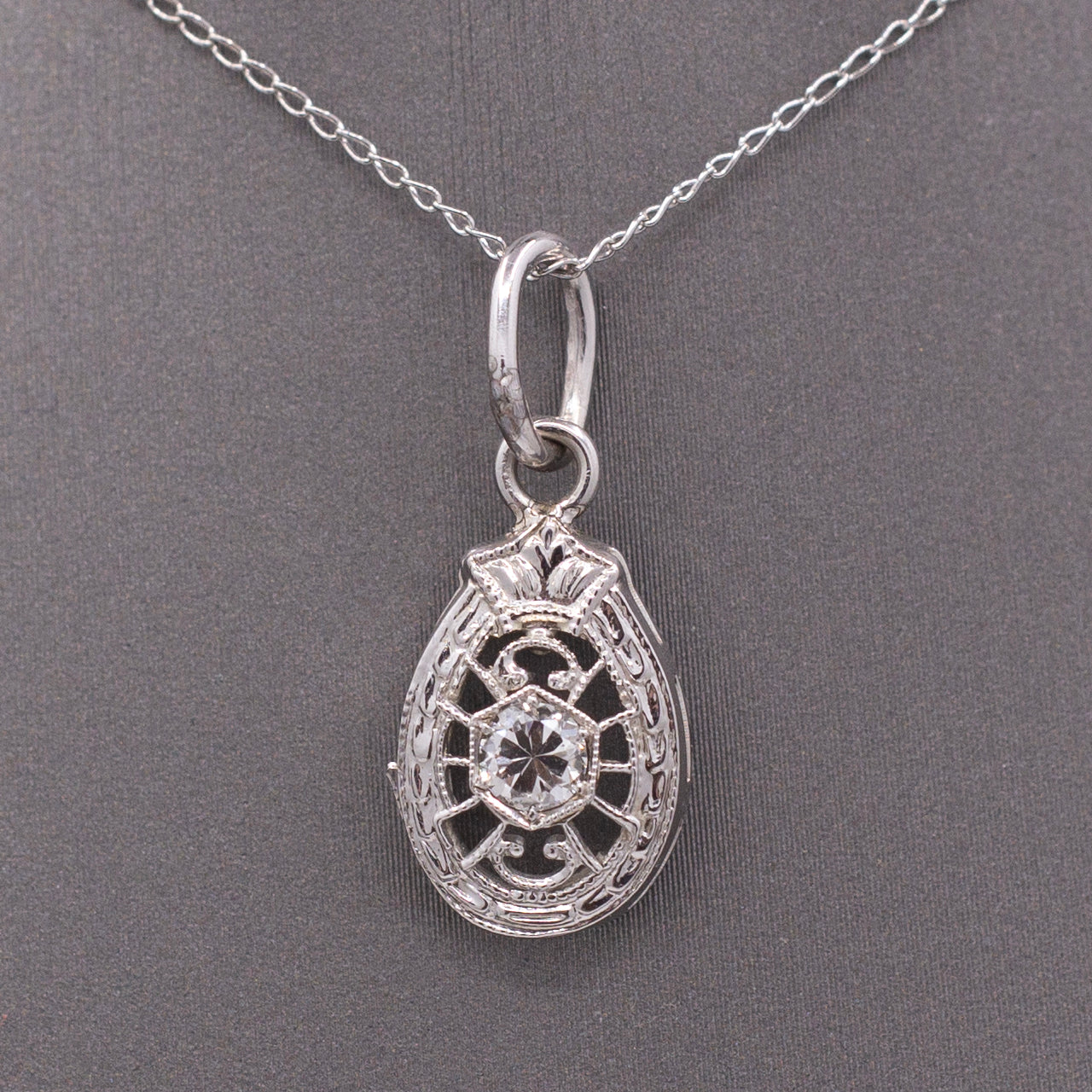 Art Deco Teardrop Old European Cut Diamond Hat Pin Conversion Pendant in 14k White Gold