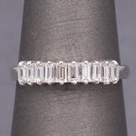 Sparkling Handcrafted Baguette Cut Diamond Stackable Band Ring in 14k White Gold
