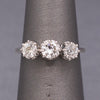 Art Deco Three Stone Old Mine Cut and Old European Cut Diamond Ring in Platinum