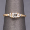 Handcrafted Delicate Dainty Petite Emerald Cut Diamond Ring in 14k Yellow Gold