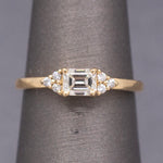 Handcrafted Delicate Dainty Petite Emerald Cut Diamond Ring in 14k Yellow Gold