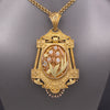 Antique Victorian Old Mine Cut Diamond Floral Etruscan Locket in 14k Yellow Gold