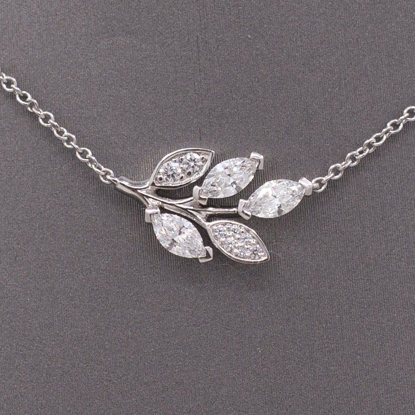 Tiffany and Co Victoria Diamond Leaf and Vine Pendant Necklace in Platinum