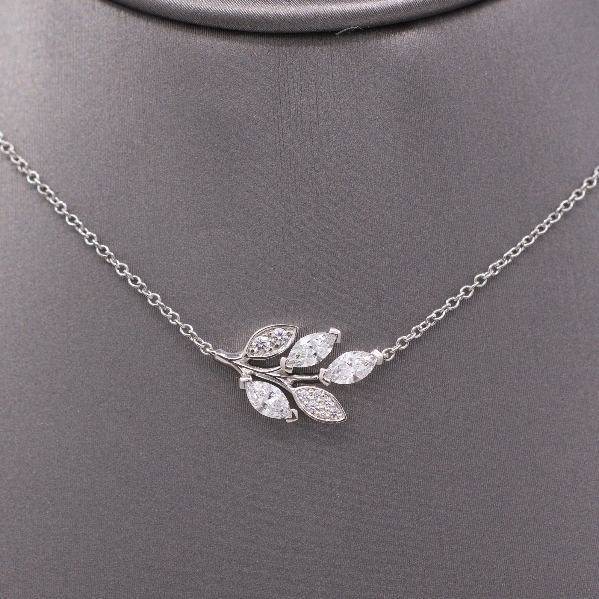 Tiffany and Co Victoria Diamond Leaf and Vine Pendant Necklace in Platinum