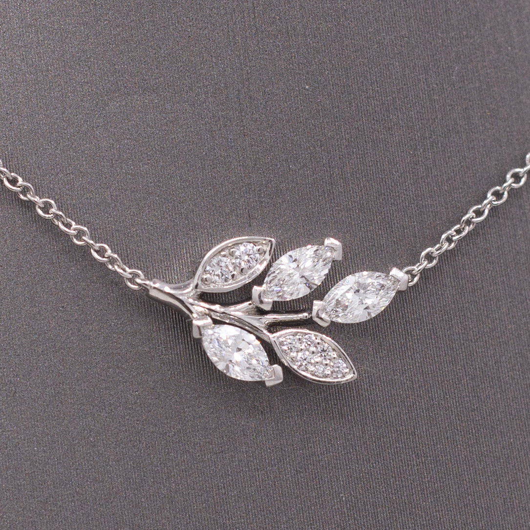 Tiffany and Co Victoria Diamond Leaf and Vine Pendant Necklace in Platinum