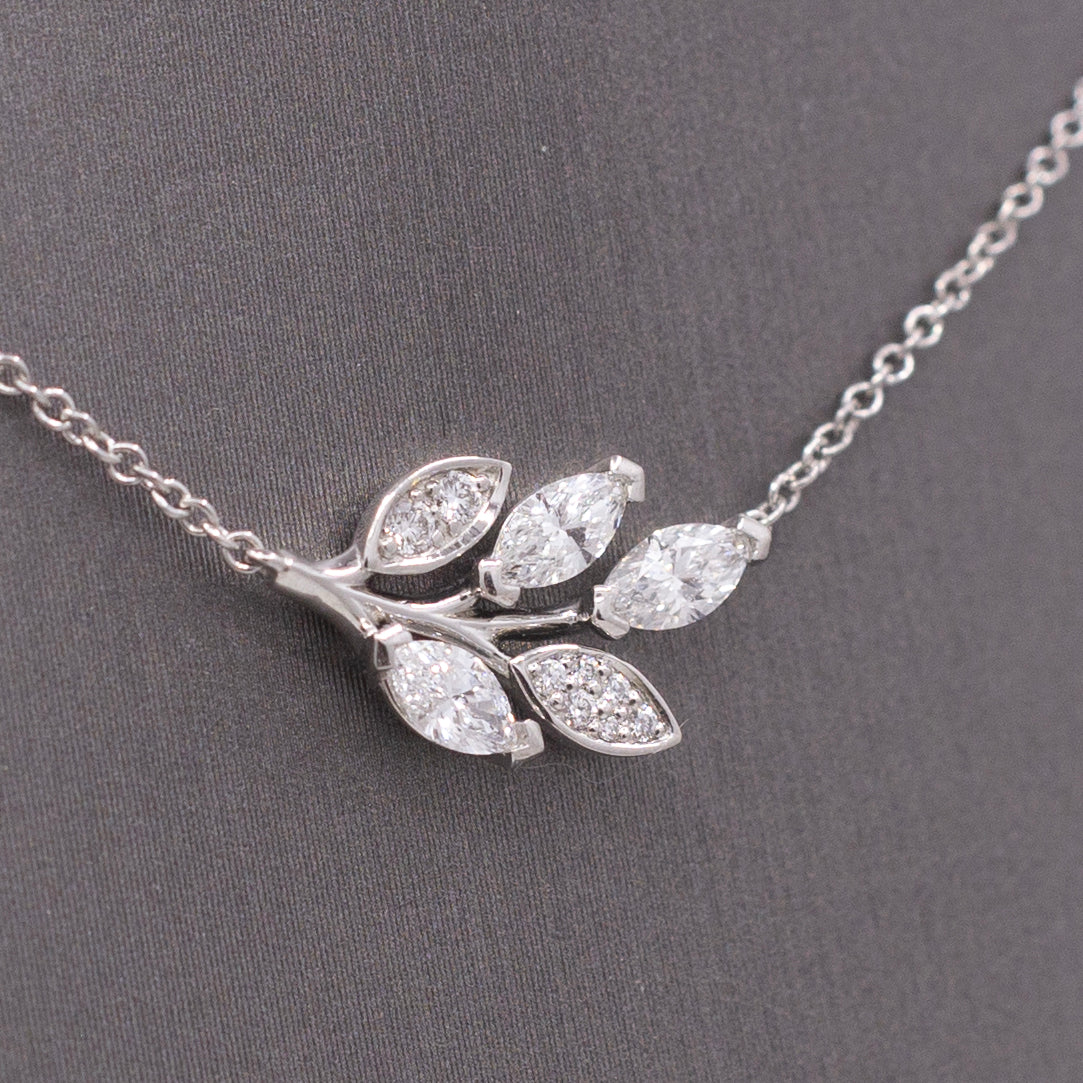 Tiffany and Co Victoria Diamond Leaf and Vine Pendant Necklace in Platinum