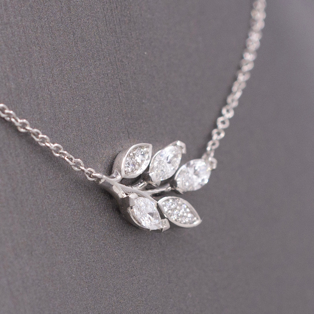 Tiffany and Co Victoria Diamond Leaf and Vine Pendant Necklace in Platinum