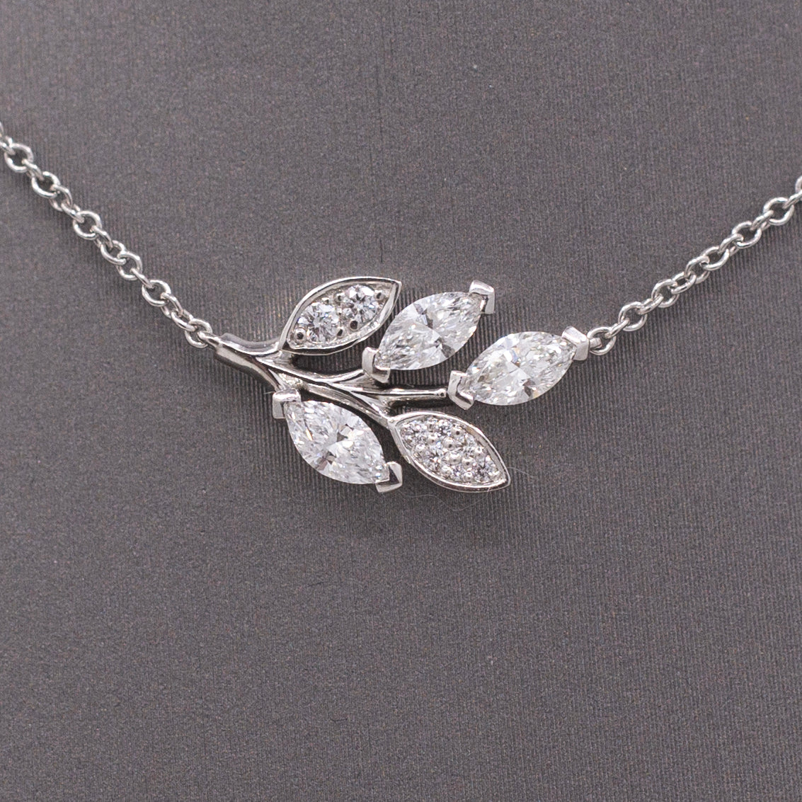 Tiffany and Co Victoria Diamond Leaf and Vine Pendant Necklace in Platinum