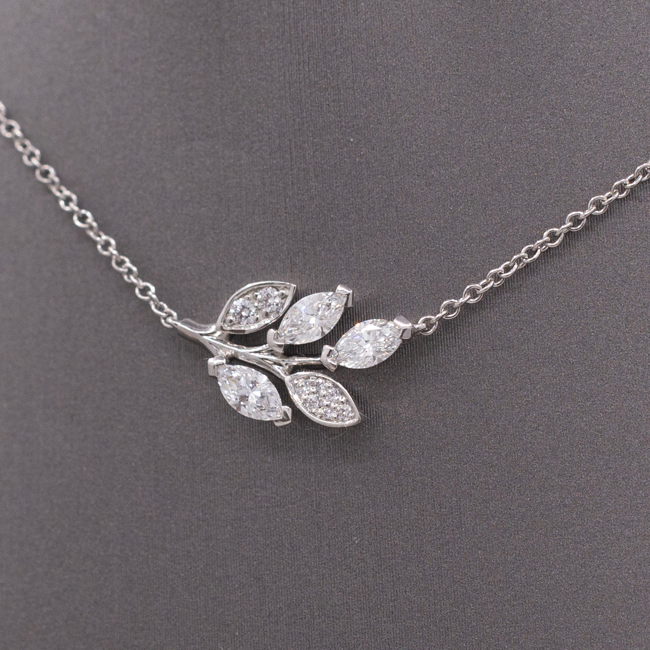 Tiffany and Co Victoria Diamond Leaf and Vine Pendant Necklace in Platinum