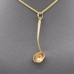 Ladle Soup Spoon Pendant Charm in 14k Yellow Gold