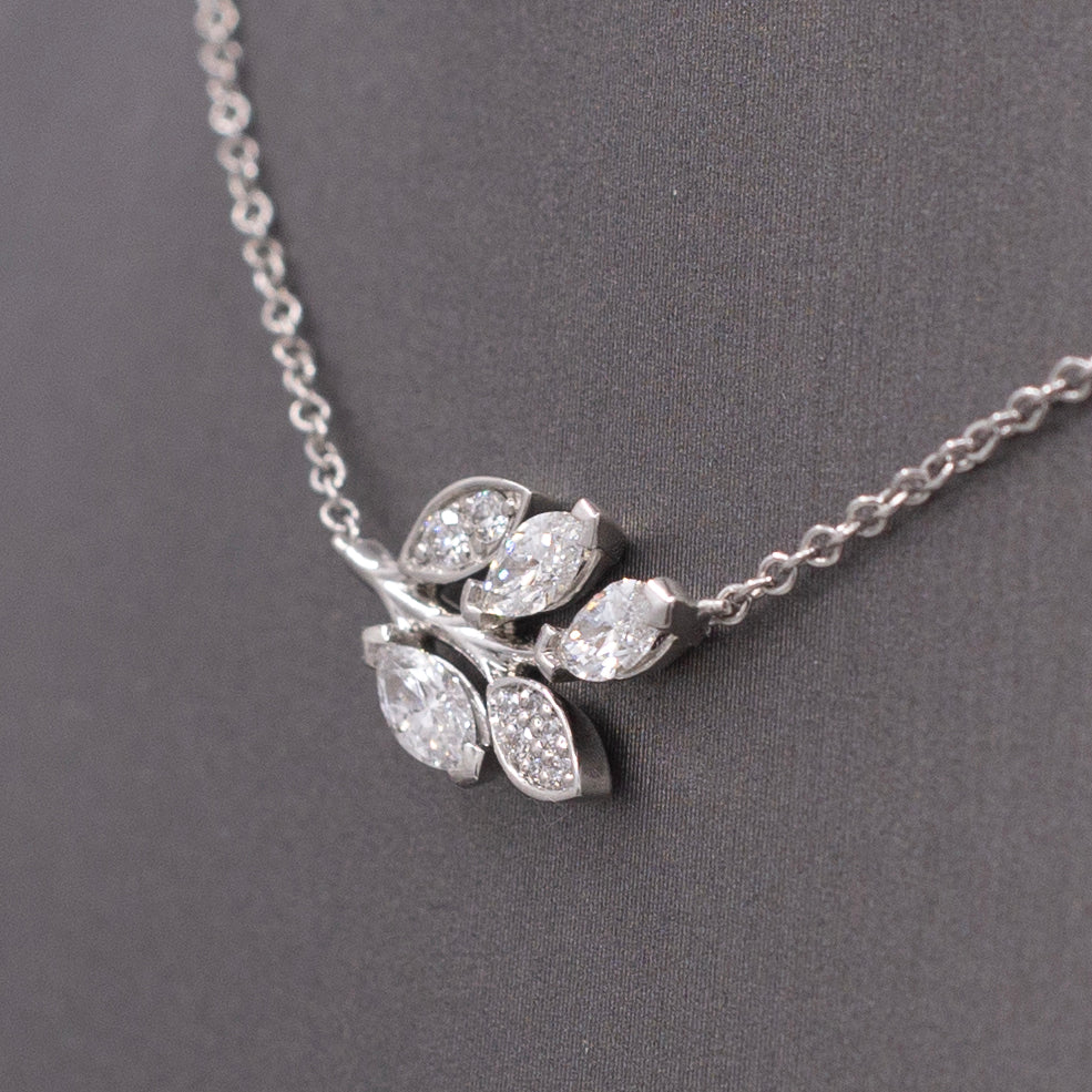Tiffany and Co Victoria Diamond Leaf and Vine Pendant Necklace in Platinum