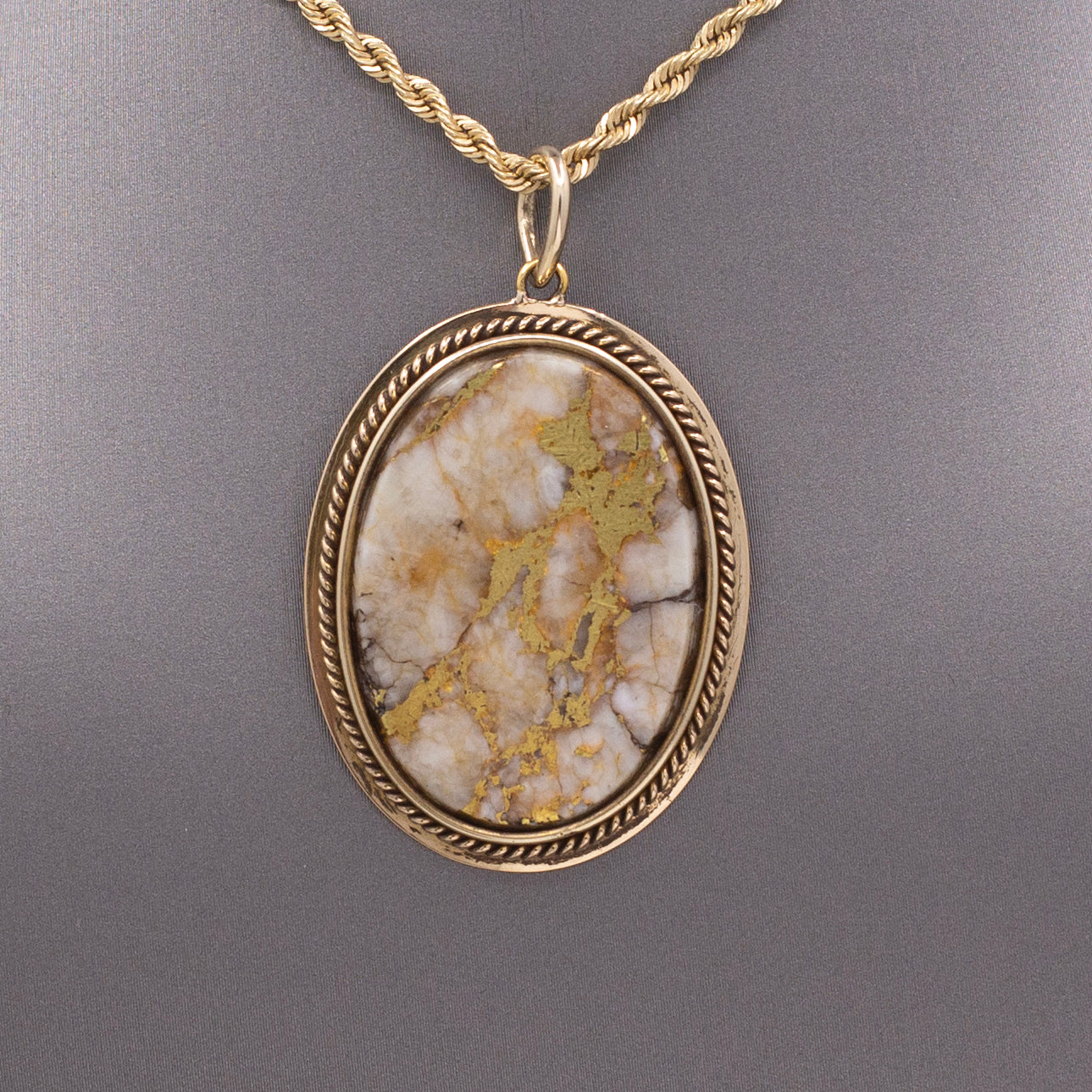 Antique Victorian Gold in Quartz Pendant in 14k Yellow Gold