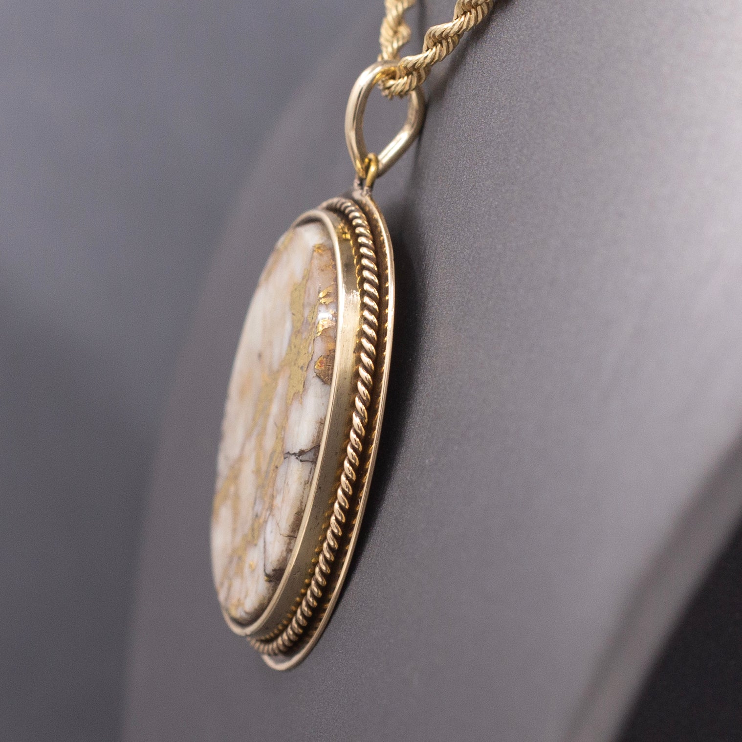 Antique Victorian Gold in Quartz Pendant in 14k Yellow Gold