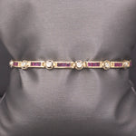 Vintage Ruby and Diamond Bar Link Bracelet in 14k Yellow Gold
