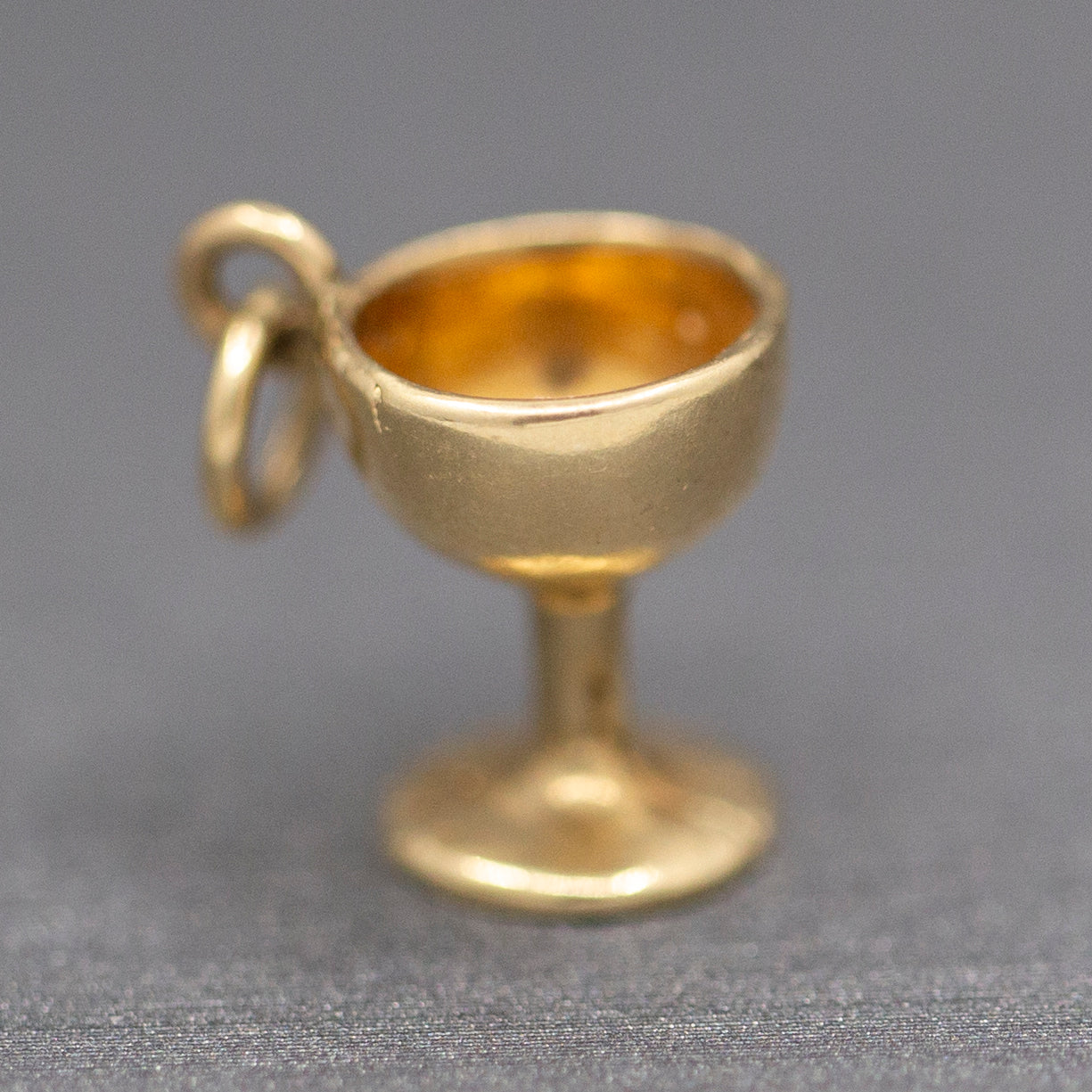 Chalice Wine Glass Charm Pendant in 14k Yellow Gold