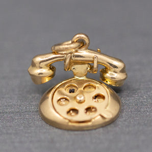Rotary Telephone Charm Pendant in 14k Yellow Gold