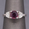 Stunning Deep Ruby and Half Moon Cut Diamond Ring in 18k White Gold