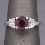 Stunning Deep Ruby and Half Moon Cut Diamond Ring in 18k White Gold