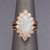 Fiery Australian Opal and Diamond Marquise Ring in 14k Yellow Gold