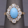 Impeccable Antique Victorian Persian Turquoise and Old Mine Cut Diamond Ring in 14k